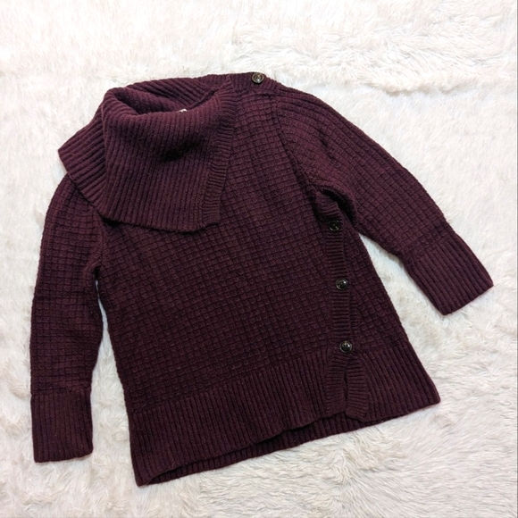 🔴SALE! Lands' End 93% Merino Wool Maroon Cowl Sweater - Picture 1 of 11